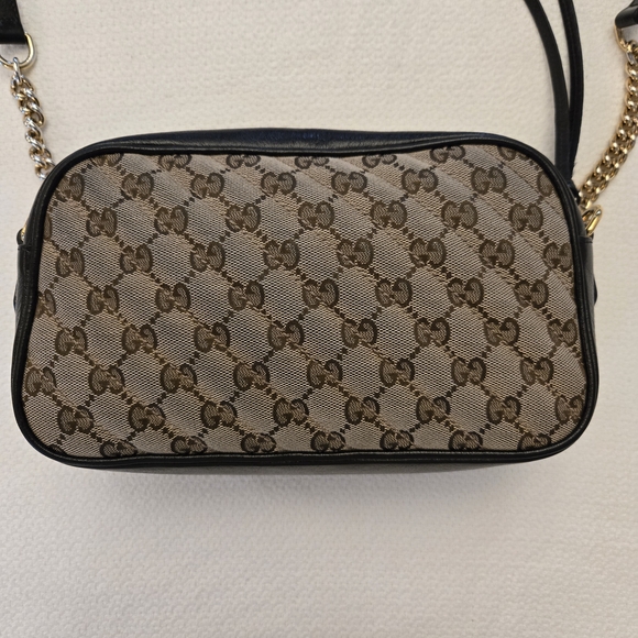 Gucci Marmont Beige and Black Crossbody Bag with Gold Logo - Picture 6 of 14